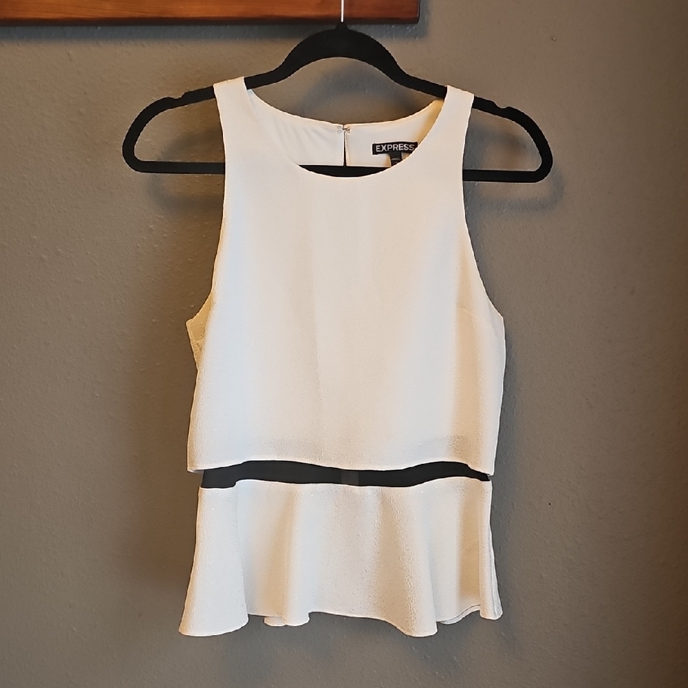 Express Ivory Sleeveless Peplum Blouse